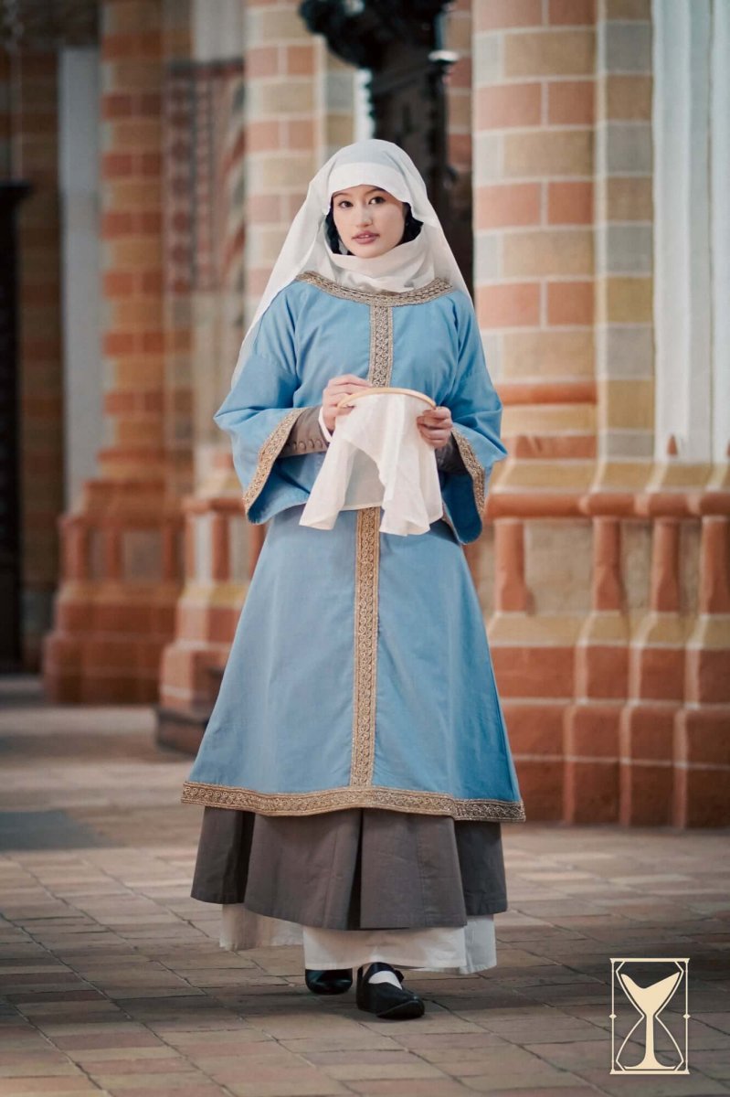 Overtuniek (dalmatica / guarnacca) Matilde, katoen-linnenmix, blauw