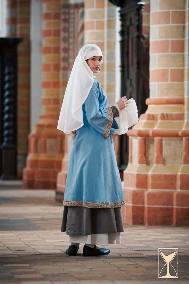 Overtuniek (dalmatica / guarnacca) Matilde, katoen-linnenmix, blauw - Image 9