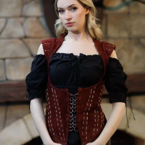 Bodice Athela, suède, zwart