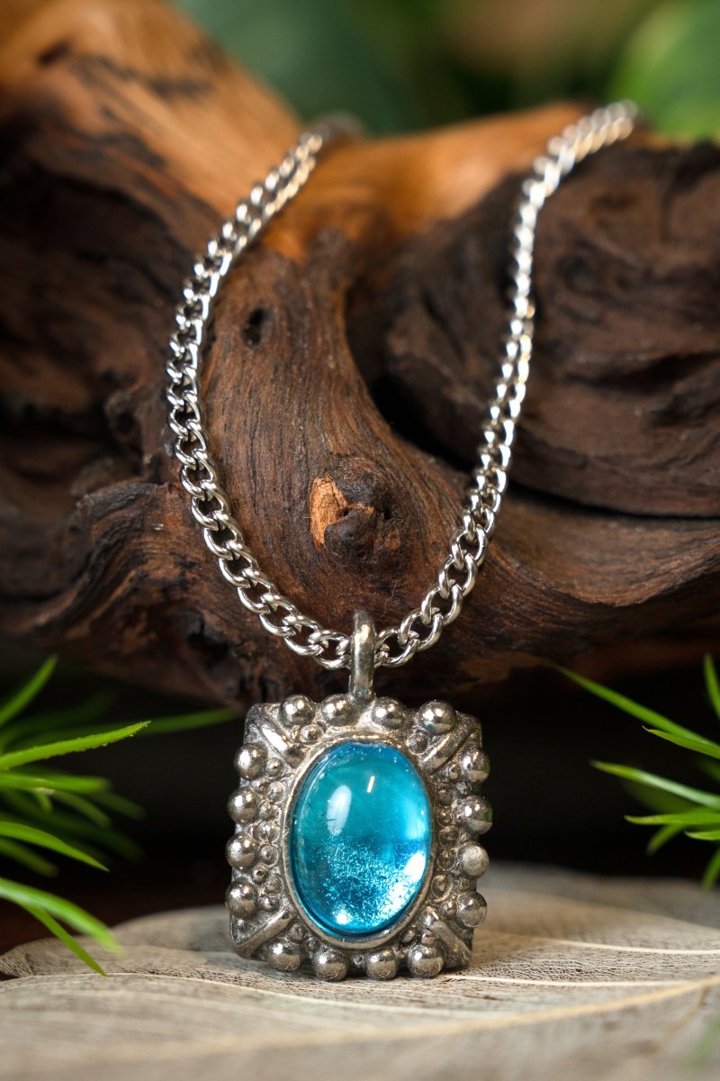 Tudorketting Elizabeth I, blauwe edelsteen, verzilverd brons - Image 4