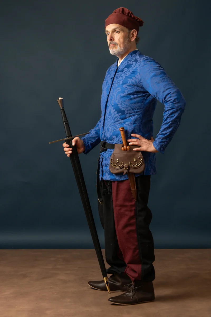 Cotehardie Rodrigo, brokaat, blauw - Image 9