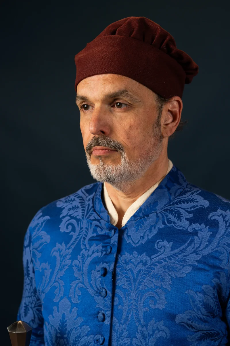 Cotehardie Rodrigo, brokaat, blauw - Image 7