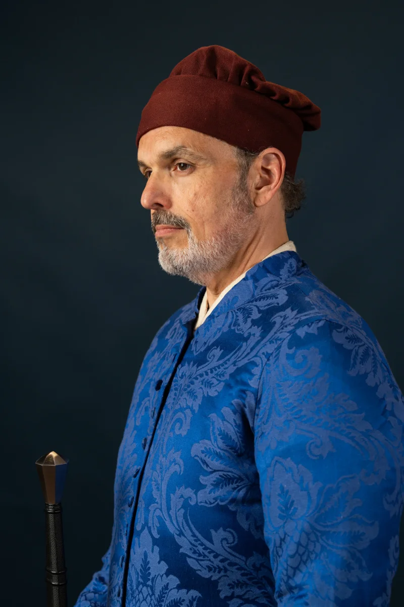 Cotehardie Rodrigo, brokaat, blauw - Image 6