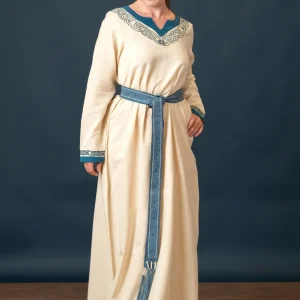 Viking jurk Lagertha, naturel-blauw