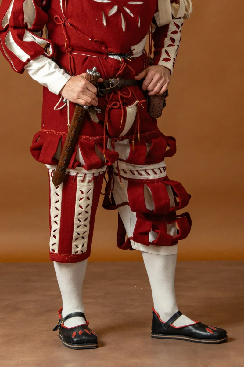 Broek Landsknecht, wolmix, rood en wit - Image 2