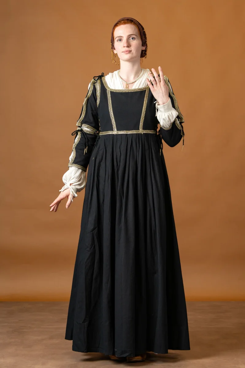 Italiaansa gamurra, late 15e eeuw, zwart - Image 2