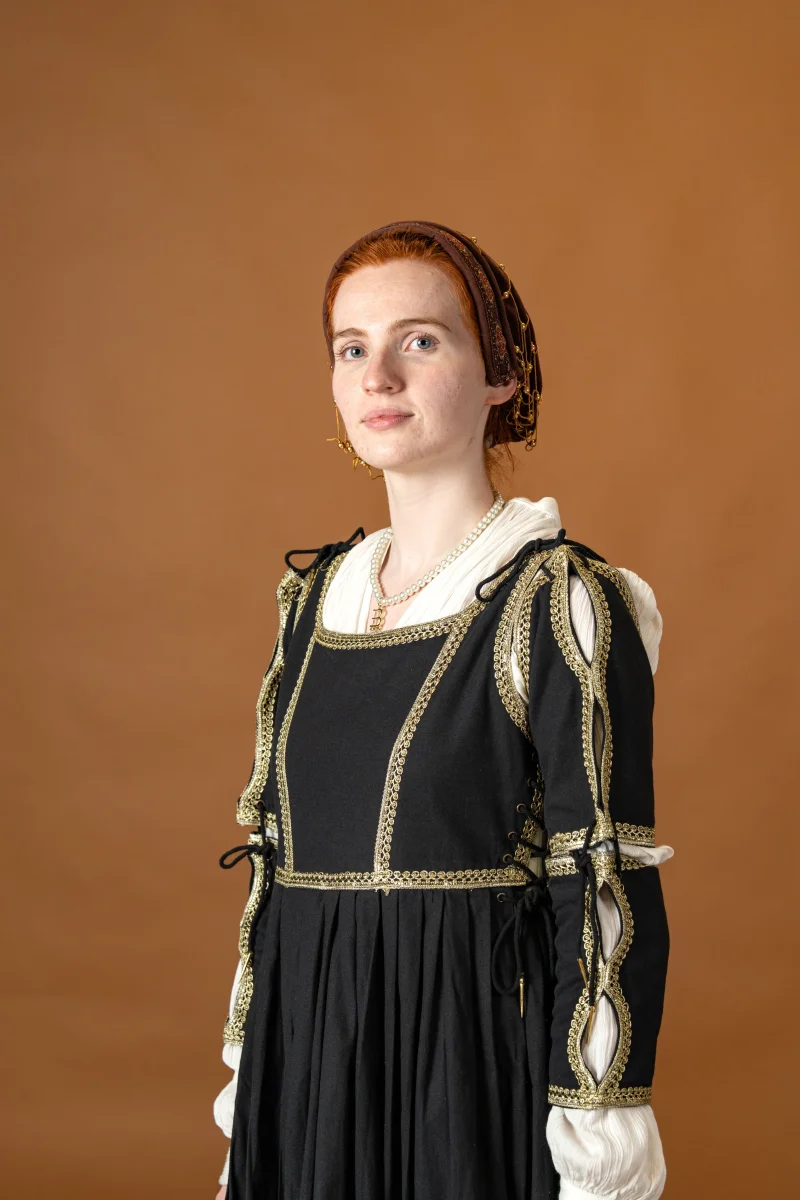 Italiaansa gamurra, late 15e eeuw, zwart - Image 3