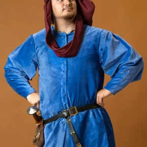 Houppelande Cesare, fluweel, blauw