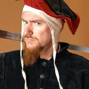 Landsknecht baret Daniel, rood-zwart