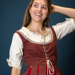 Middeleeuwse lijfje Adalyn, rood