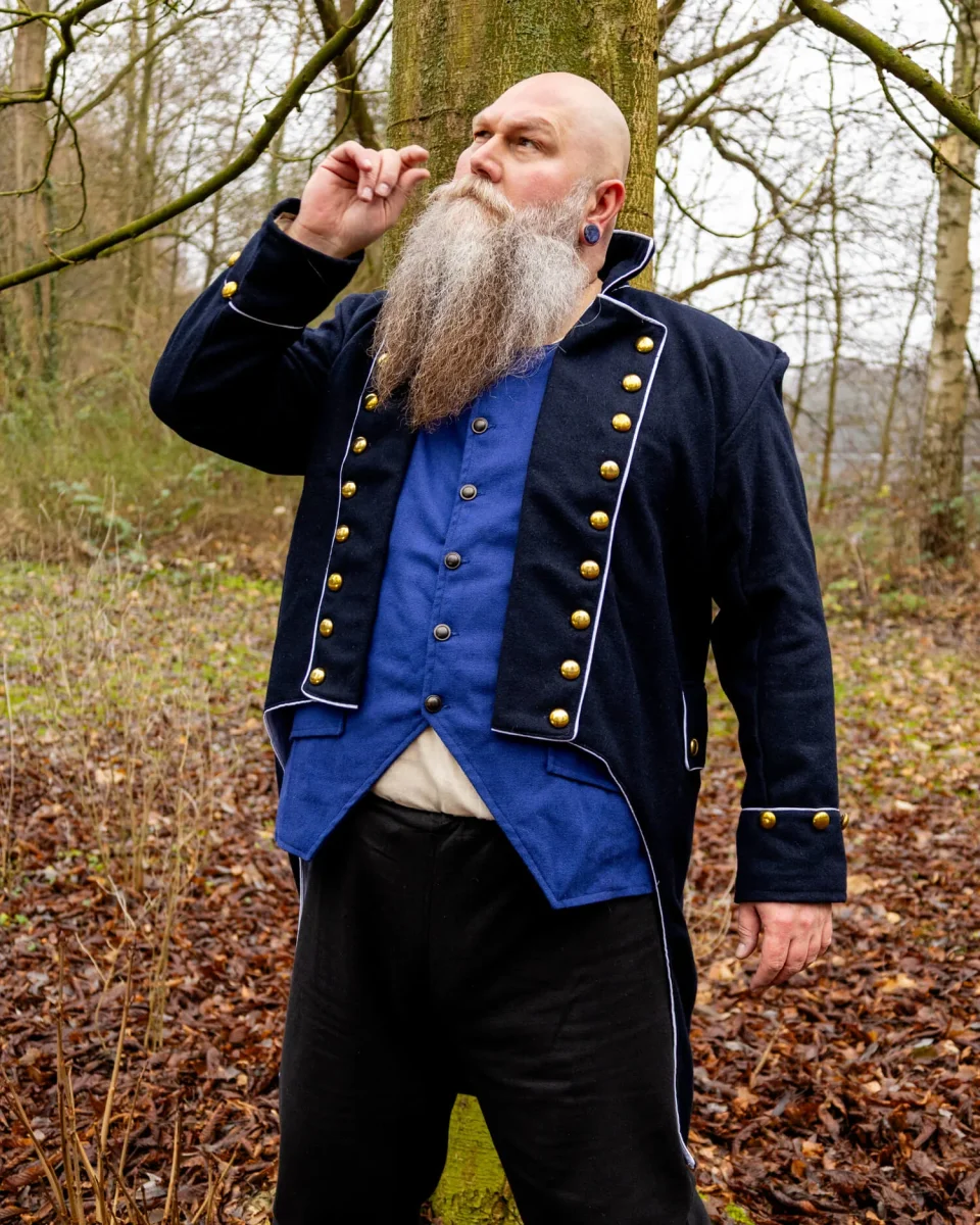Luitenantsjas Horton, frock coat, marineblauw