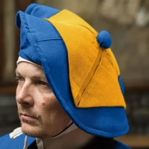 Landsknecht baret Daniel, blauw-geel
