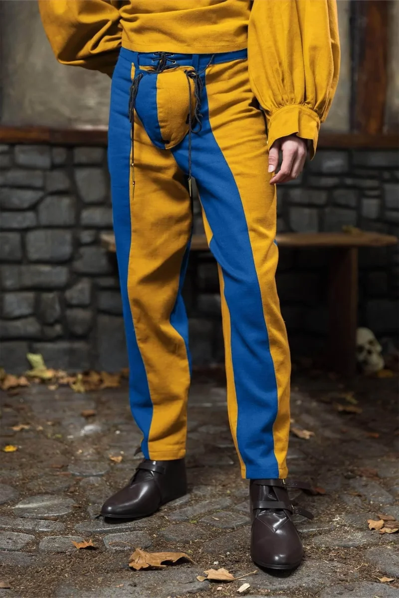 Landsknecht broek Friedrich, geel-blauw