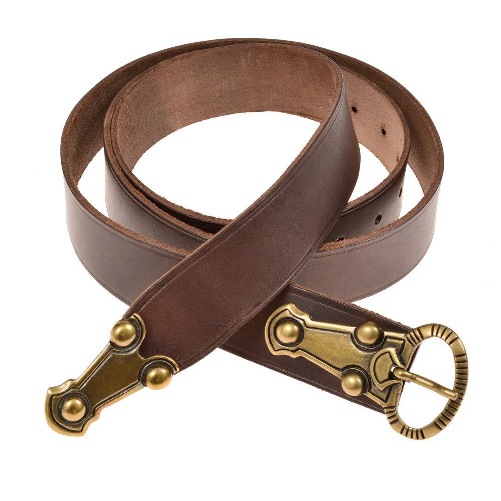 Alemannenriem met riemtong, 4 cm, zwart leer, verzilverd messing - Image 5