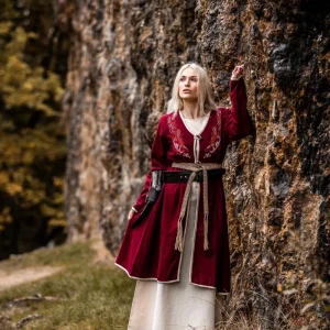 Viking kaftan Skadi, wolmix, rood