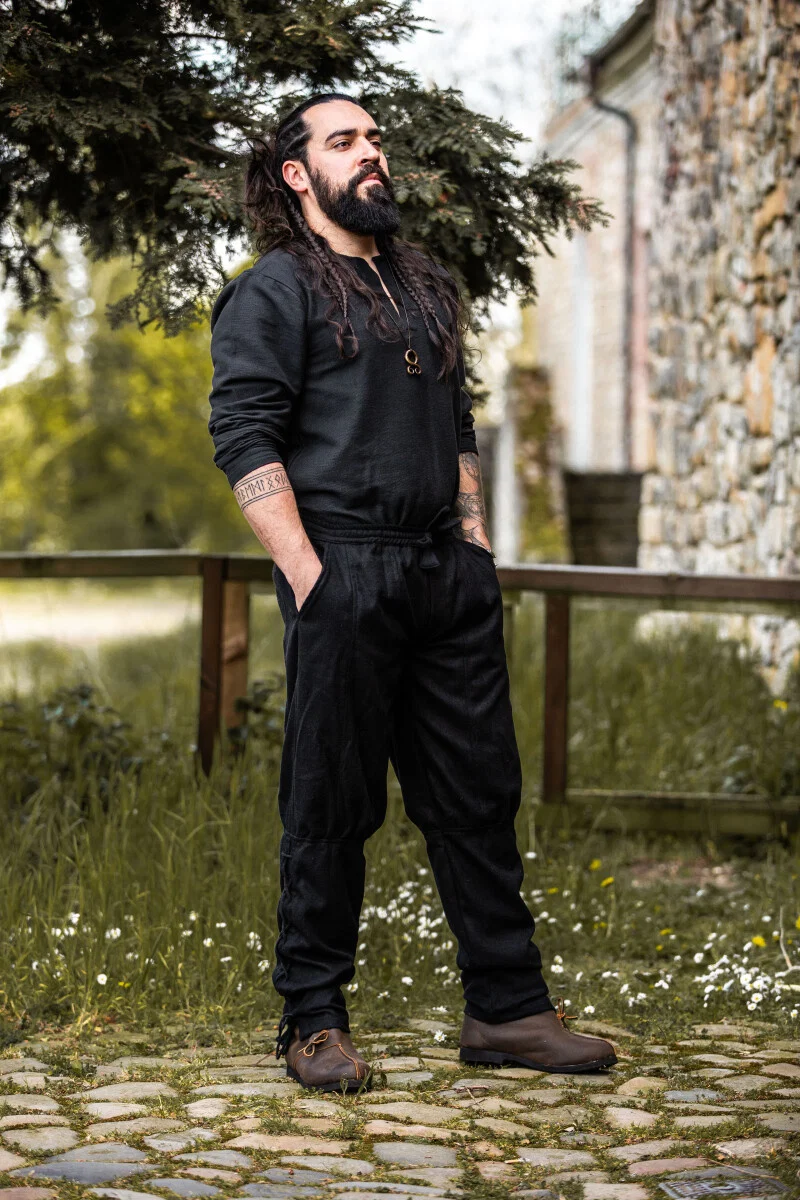 Vikingbroek Jorvik, zwart, wolmix