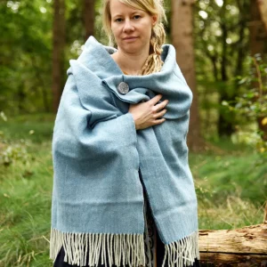 100% wollen deken / mantel, vissegraat, blauw