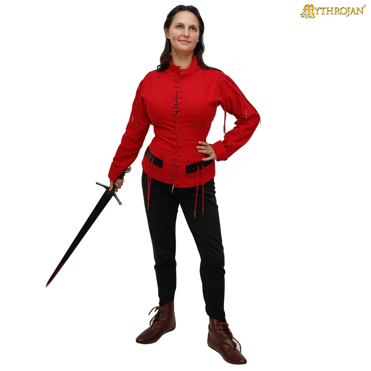 15e eeuwse arming doublet, rood - Image 3