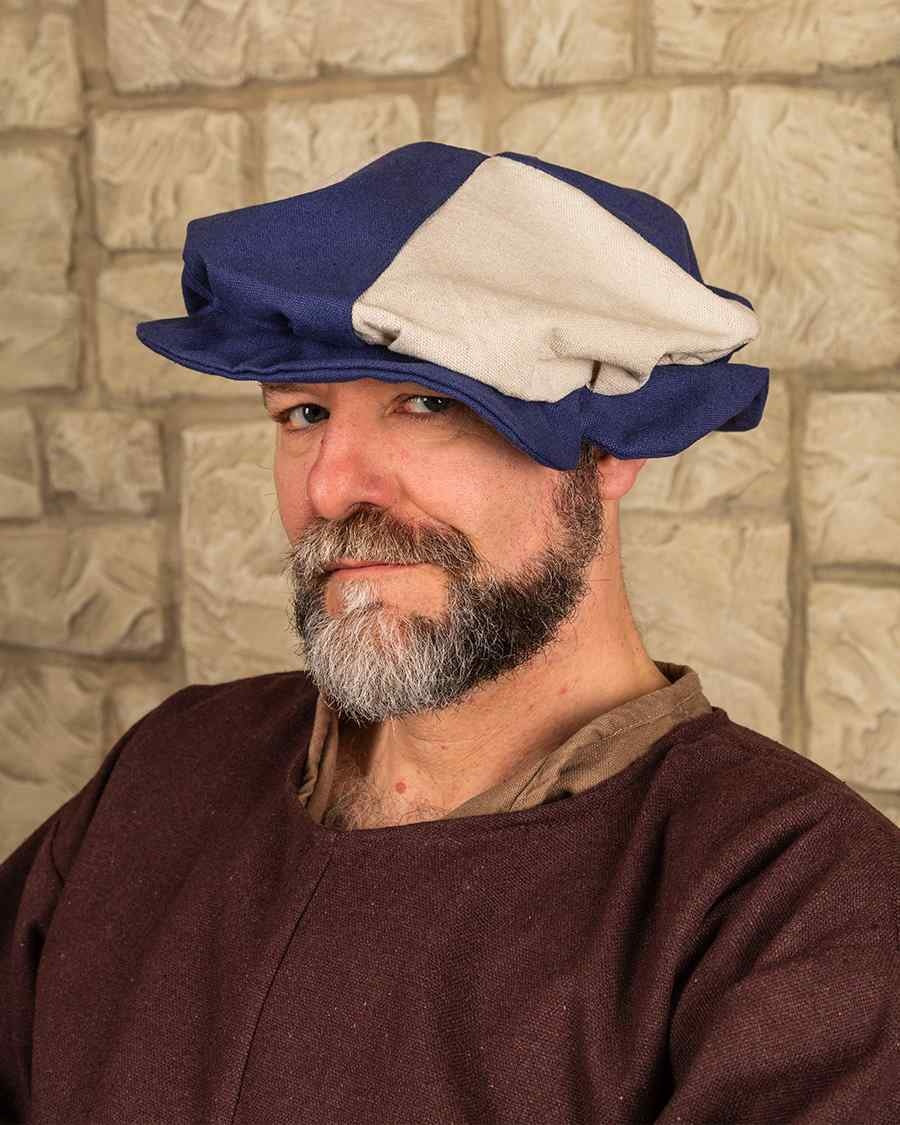 Baret Jorg, creme-blauw