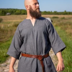 Viking tuniek Arvis, vissegraatmotief, Storm grijs