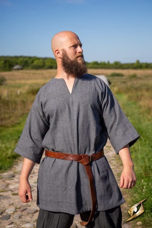 Viking tuniek Arvis, vissegraatmotief, Storm grijs - Image 2