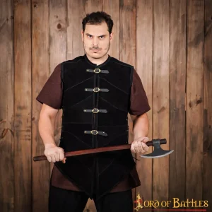 Leren jerkin Belon, zwart