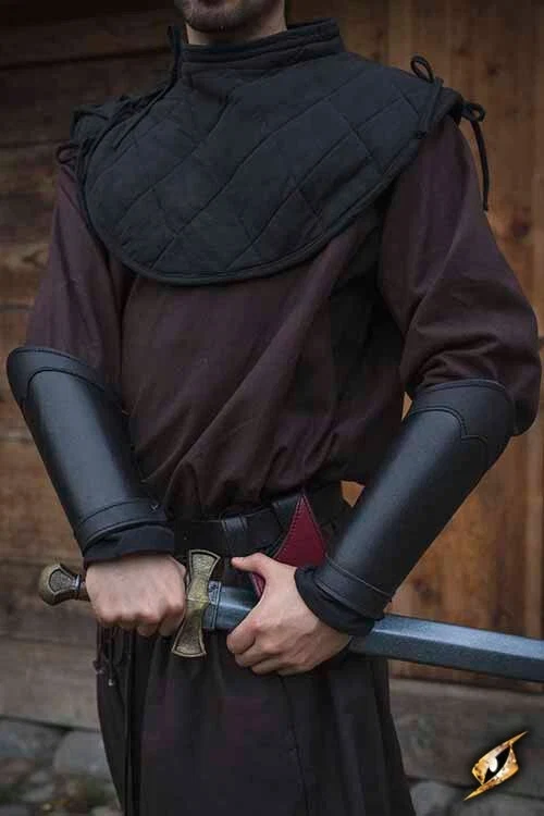 Warrior leren bracers, onderarmbeschermers, zwart, paar - Image 2