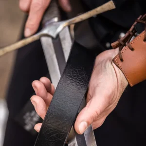 Riem met ringsluiting, Keltische knopen, zwart