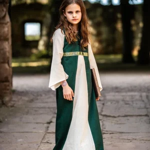 Meisjesjurk Ariane groen-wit