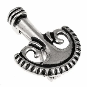 Romeinse pelta-fibula, verzilverd brons
