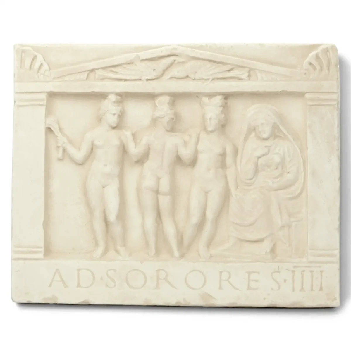 Wandreliëf de drie Gratiën, ad sorores, Alabastergips - Image 2