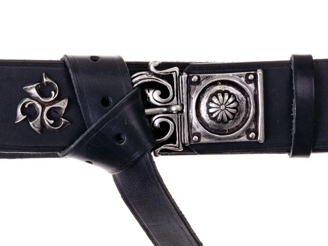 Romeinse riem met Triquetra-beslag, 5 cm, bruin leer, messing - Image 3
