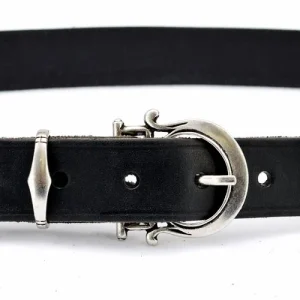Klassieke Romeinse riem, 3 cm, zwart leer, messing