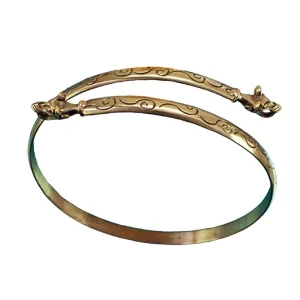 Armband met wolvenkoppen, verstelbaar, brons