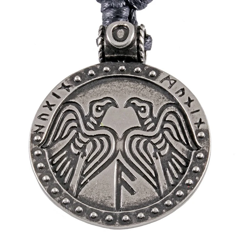 Odin-amulet met raven en runen, tin - Image 2